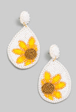 Load image into Gallery viewer, BEADED SUNFLOWER TEARDROP EARRINGS
