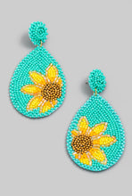 Load image into Gallery viewer, BEADED SUNFLOWER TEARDROP EARRINGS
