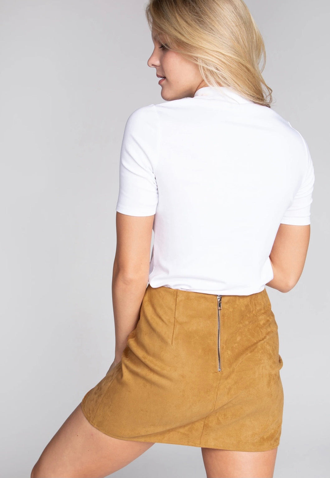 SUEDE MINI SKIRT- CAMEL