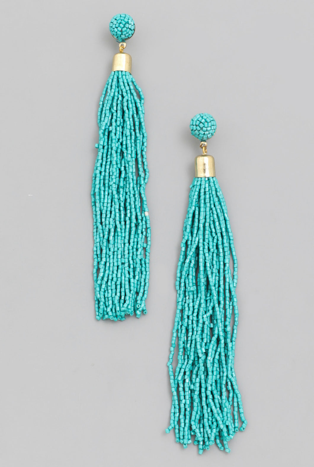 BEADED TASSEL DROP EARRING