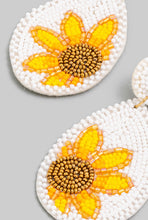 Load image into Gallery viewer, BEADED SUNFLOWER TEARDROP EARRINGS
