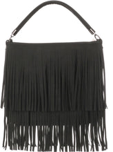 Load image into Gallery viewer, BLACK LEATHER FRINGE BAG
