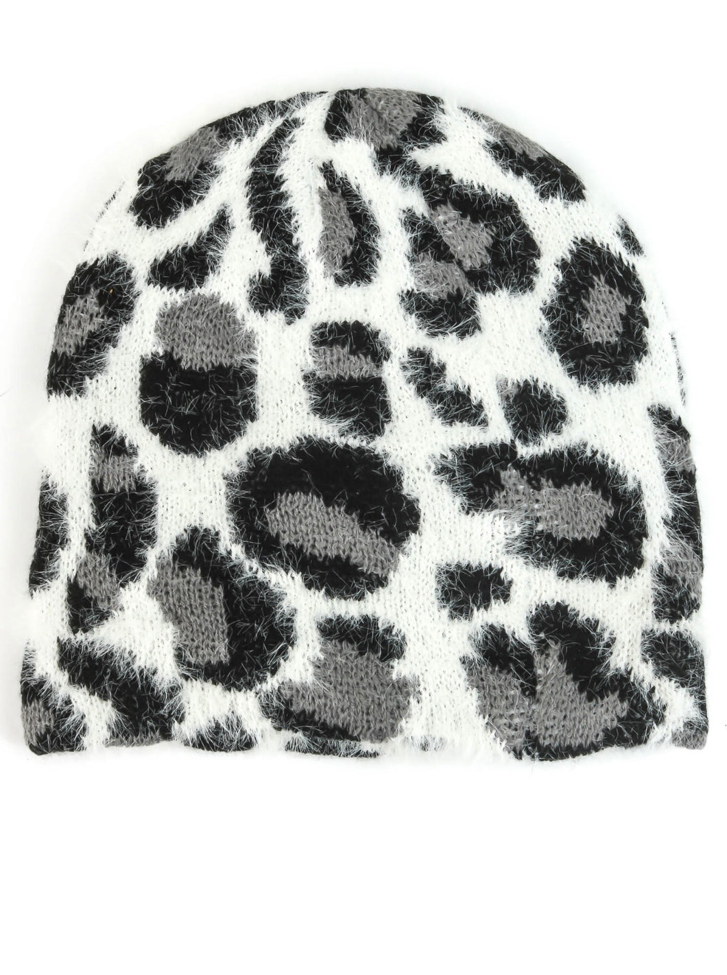 FUZZY LEOPARD PRINT BEANIE