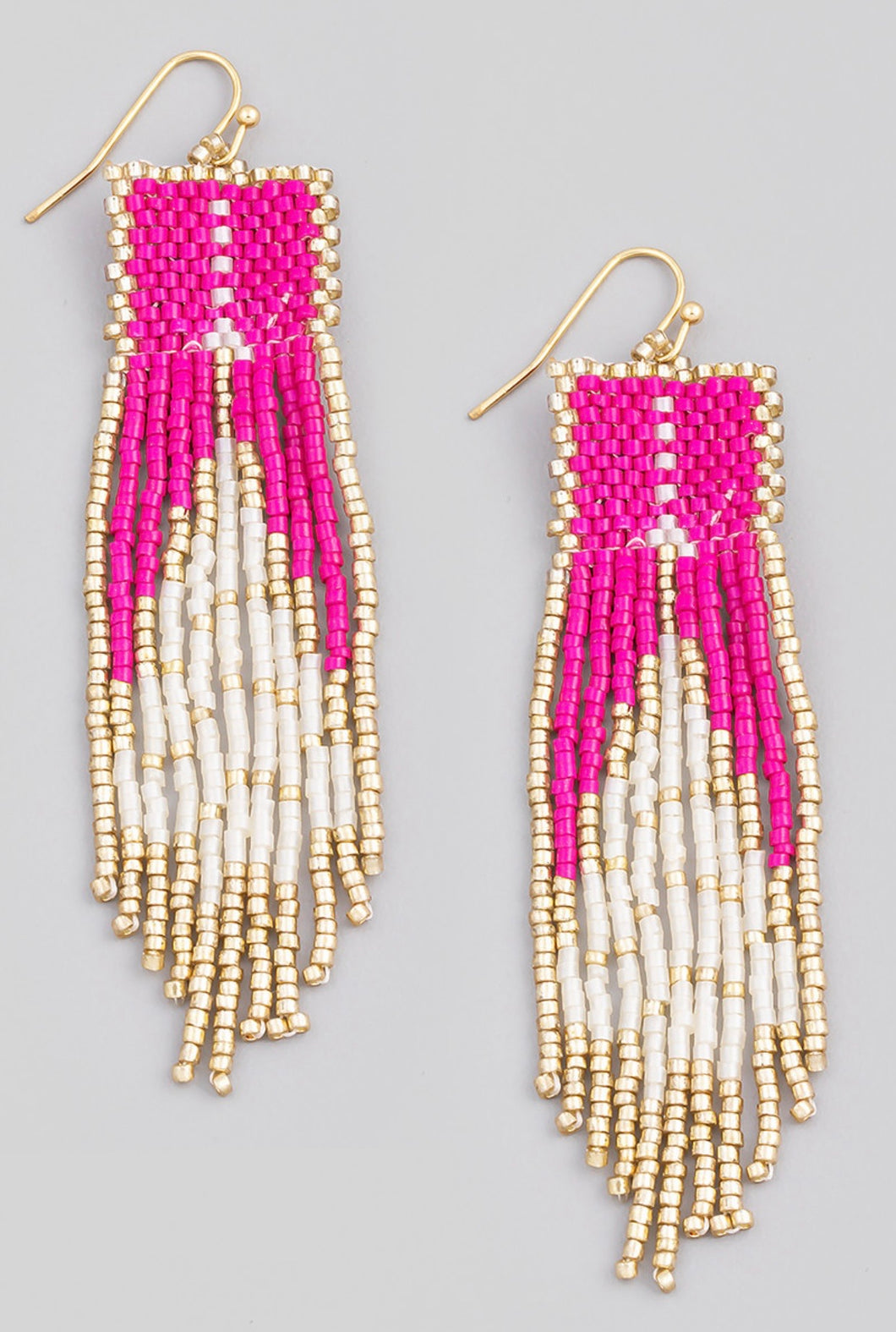 PINK BEADED FRINGE EARRING